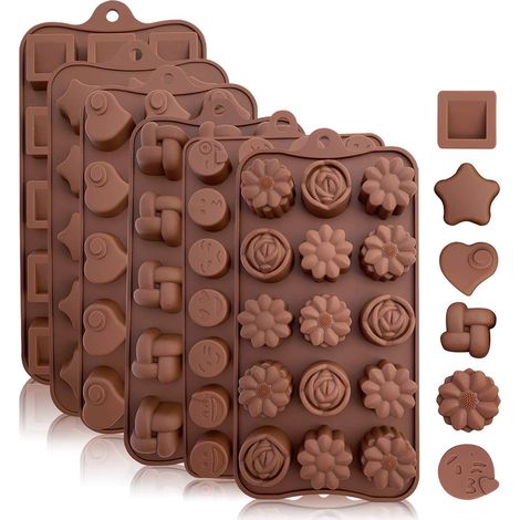 Moule à gâteau en silicone 6 pièces, multi-styles animaux, pour chocolat, bonbons durs ou caoutchoutés
