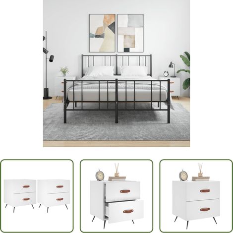 Bois d'ingénierie - Tables de chevet 2 pcs blanc 40x35x47,5 cm bois d’ingénierie (1/5)