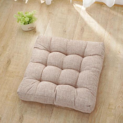 Coussin de chaise carré - convient pour la maison, le bureau, la salle à manger, la cuisine, 53 cm, couleur beige/café, 1 pièce (1/4)