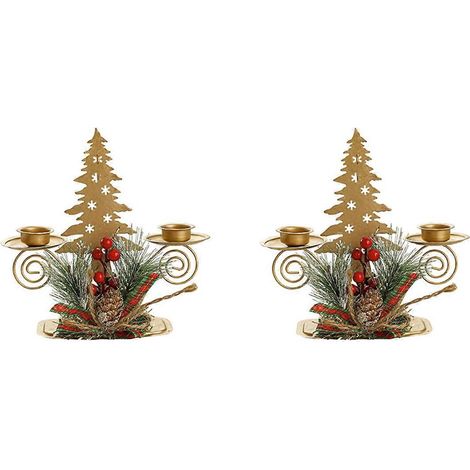 2 Stück goldene Weihnachtsbaum-Säulenkerzenhalter für die Festtagsdekoration