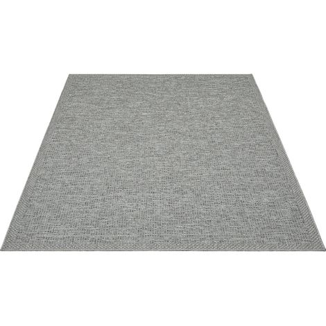 FLOORNOVO In- & Outdoor Teppich Grau Fischgrätmuster - 180 x 67 cm - Flachgewebe für Garten Balkon Terrasse und Innenbereich - Robust & Pflegeleicht - vielseitig einsetzbar im Innen- und Außenbereich (1/2)