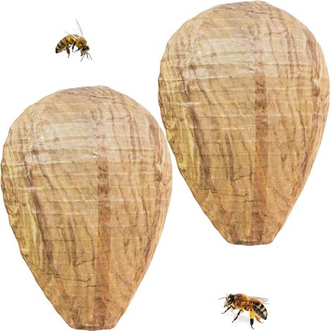 2 Pièces Faux Nid Faux Nid De Guêpe en Tissu Anti-Frelons Suspendus Leurre d'abeille Non Toxique Dissuasif pour Maison et Jardin Extérieur (1/5)
