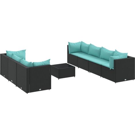 Maison Exclusive - Set Mobili da Giardino con Cuscini 8 pz Nero in Polyrattan
