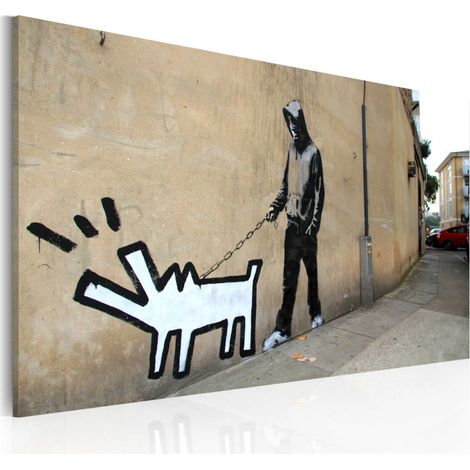 Tableau "Chien Qui Aboie Ne Mord Pas - Banksy" 40x60cm (1/2)