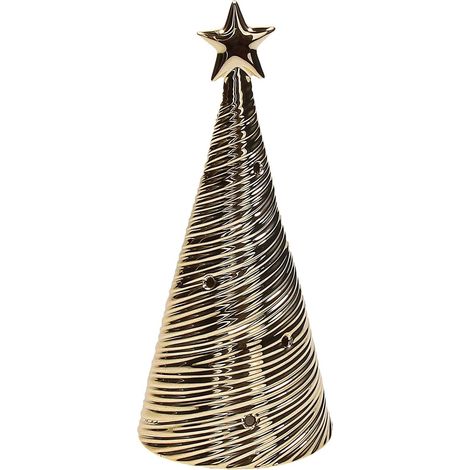 Tognana Albero Natale Conico con Led H 20 Cm Christmas Texture Porcellana Oro