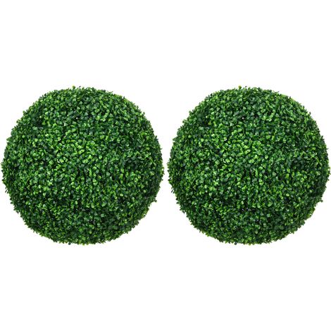 CHICFURN Sfere di bosso artificiali 50 cm verdi in plastica, set da 2, interno esterno (1/5)