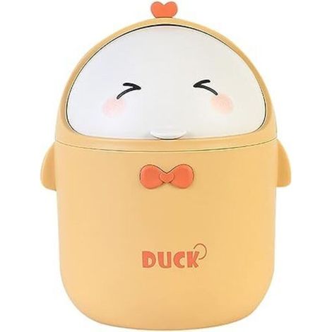 (Jaune)Mini Poubelle De Bureau Avec Couvercle, Poubelle de Style Dessin Animé Mignon Portable, Poubelle Bureau, Petite Poubelle de Salle De Bain, pour Chambre à Coucher, Bureau, Salon (1/5)