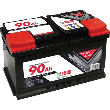 HIGH CAR Batteria Auto da 90AH 710A 12V polo positivo destro cassetta L4