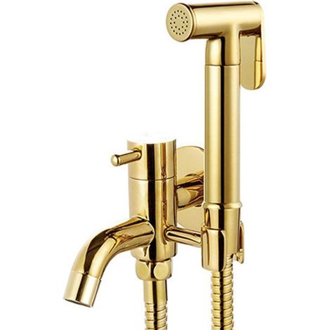 Goldener Bidet-Duschkopf mit Kaltwasserschlauch aus Messing, Sprühdüse für waschbare Windeln und Toiletten