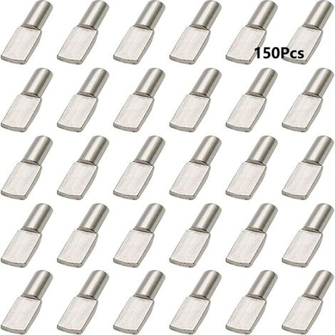 150 pcs Support Etagere, Taquet Etagere 5mm, Cheville de Support Goupille Etagere en Métal Nickelé Plaqué Forme de Cuillère, Étagère Broches pour Meubles Placard Bibliothèque