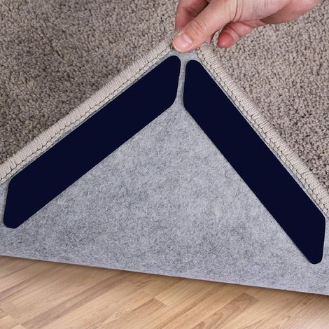 Rug Gripper - 16 Pièces - Antidérapant Double Face Lavable Réutilisable - Pour Moquette Tapis sur Sol Dur - Noir (1/5)