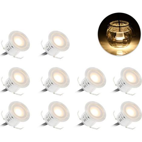 LED-Einbauleuchte / 10 Stück / Niederdruckheizung 12V / LED-Straßenlaterne IP67 wasserdichtes Naturweiß φ22 mm geeignet für Stufen, Treppen, Innenhöfe, Fußböden, Poolterrassen, Küchen-Warmweiß (1/5)