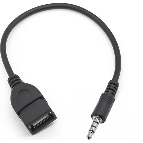 Adaptador USB a conector de 3,5 mm. Cable convertidor de audio estéreo USB para música. Compatible con radio de coche, CD, etc. (El coche necesita decodificación de MP3).