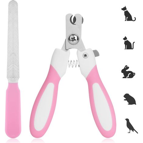 Coupe-ongles pour chiens avec lime à ongles (rose), coupe-ongles en acier inoxydable pour chats et chiots - Coupe-ongles professionnel pour animaux de compagnie - pour chiots (1/5)