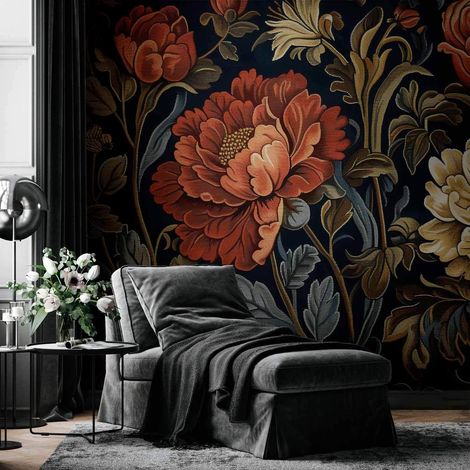 Tapete artgeist Retro Blumenmuster Vlies 100 x 70 cm