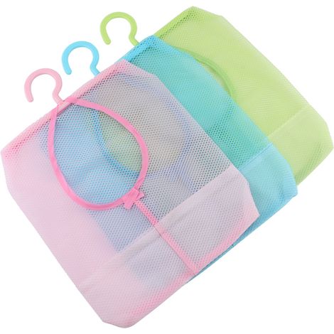 Sac de rangement suspendu en maille pour linge, jouets et accessoires de salle de bain, organiseur mural avec crochet, filet pratique, 3 pièces (1/3)