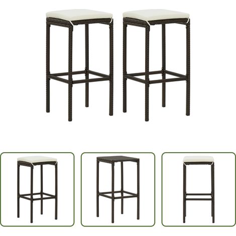 Chaise de bar - Tabourets de bar avec coussins lot de 2 marron résine tressée (1/5)