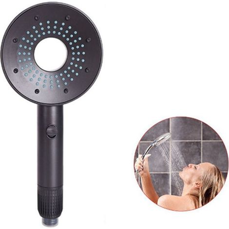 Pommeau de douche à double jet microbulles, pommeau de douche à main à pression renforcée, panneau ultra-fin de 12 x 28 cm, injection d'air pour économiser l'eau, purifier l'eau et embellir la peau lo (1/4)