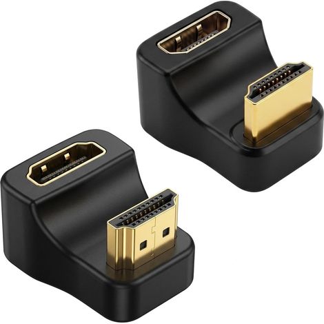 Lot de 2 adaptateurs HDMI 360 ° en forme de U coudés HDMI 2.1 8K 60 Hz 48 Gbps Adaptateur coudé HDMI 90 ° mâle vers femelle pour écran TV, ordinateur portable, projecteur (1/5)