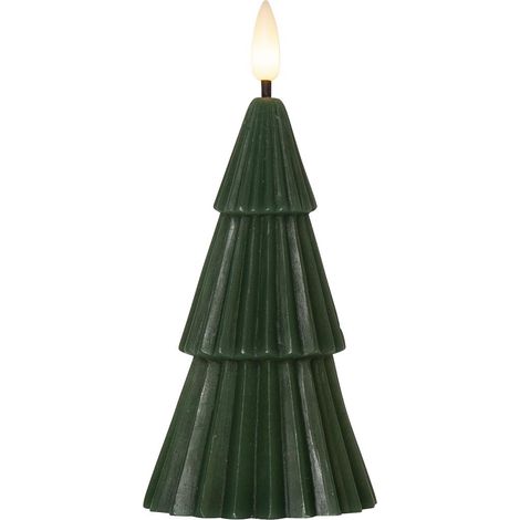 Echtwachskerze Grany Tannenbaum grün Timer 18cm warmweiß (1/4)
