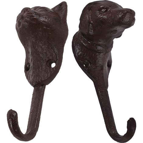 2 pièces Crochets Muraux Fonte Rétro Fer Forgé pour Clés Chapeaux Sacs (1/5)