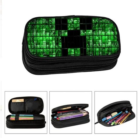 Trousse Minecraft, trousse pour écoliers et enfants, grande capacité, sac à fournitures scolaires, vente en gros, double compartiment élastique, portable.