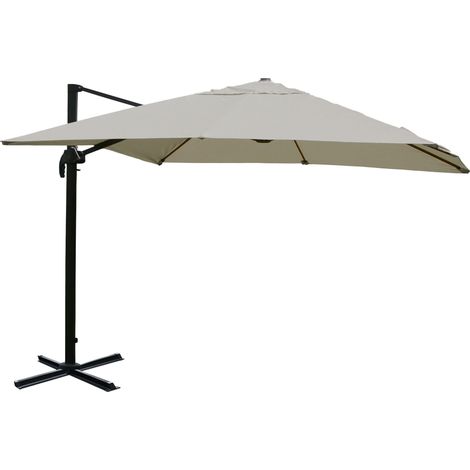 Gastronomie-Ampelschirm HHG-323, 3x4m (Ø5m) Polyester Alu/Stahl 26kg creme-grau ohne Ständer, drehbar