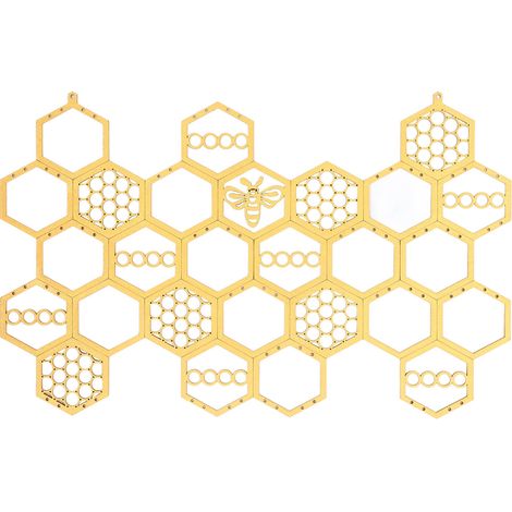 Ohrringständer aus Pappelholz, goldene Bienenkorbform, platzsparend, langlebig, Schmuckaufbewahrung (1/5)