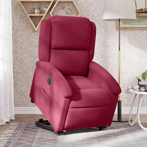 Fauteuil inclinable électrique-Chaise de relaxation-Fauteuil Relax rouge bordeaux velours 441208 (1/5)