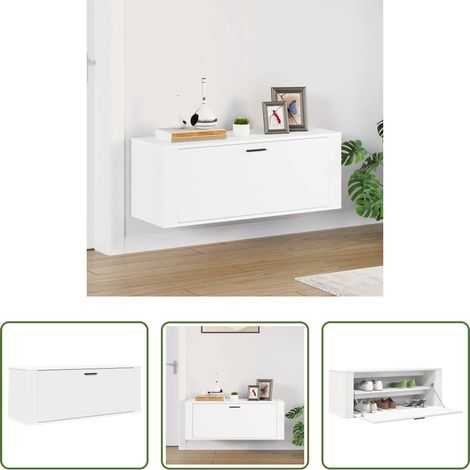 Holzwerkstoff - Wand-Schuhschrank Weiß 100x35x38 cm Holzwerkstoff (1/5)