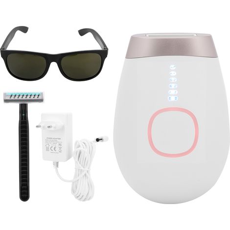 Appareil professionnel d'épilation IPL pour hommes et femmes, machine dépilatoire blanc et or, prise UE (100-240V). (1/5)