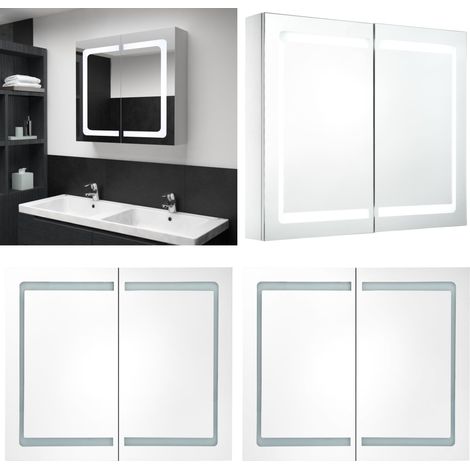 Mueble de baño con espejo LED 80x12,2x68 cm - Espejo LED - Mueble de baño