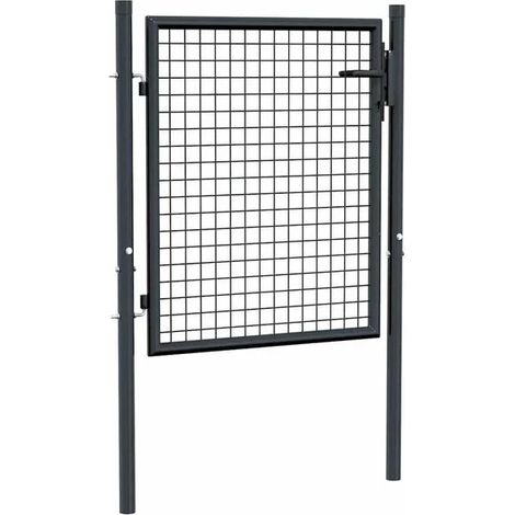 Portail de jardin en treillis métallique galvanisé gris, 100 x 75 cm