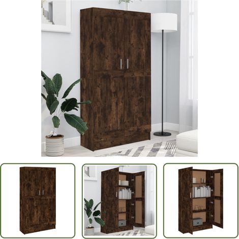 The Living Store Bücherschrank Räuchereiche 82,5x30,5x150 cm Holzwerkstoff - Bücherregal - Holzmöbel - Regal - Wandregal - Wohnzimmer Dekoration (1/5)