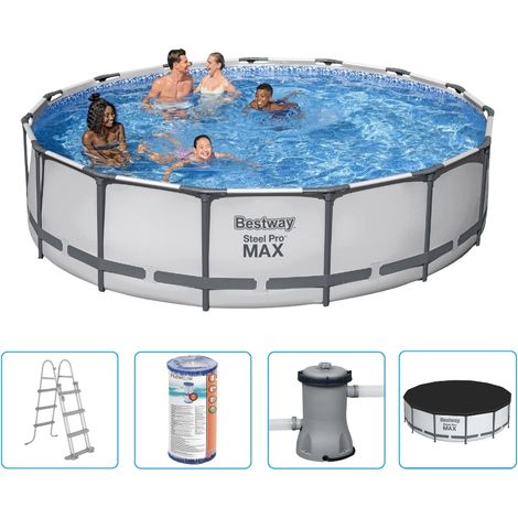 Piscine Bestway Steel Pro MAX - 457 x 107 cm - Ronde - Avec pompe de filtration + accessoires (1/5)