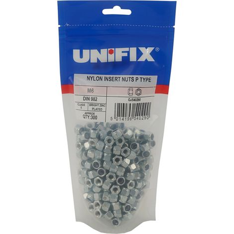 Unifix Class 8 Nylon Insert Nuts P Type DIN 982 BZP - M6 (1/2)