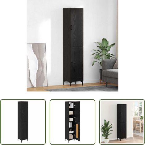 vidaXL Bahut en bois d'ingénierie - Haut Armoire Chêne noir 34,5 x 34 x 180 cm Bois d'ingénierie (1/5)