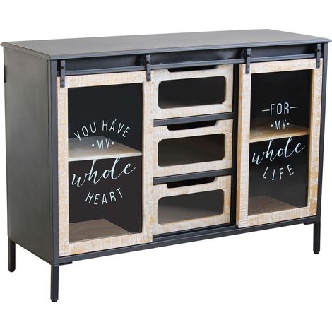 Mobile credenza madia da interno bar pub interamente in ferro con 2 ante laterali e 3 cassetti centrali in legno Linea Industrial (1/5)