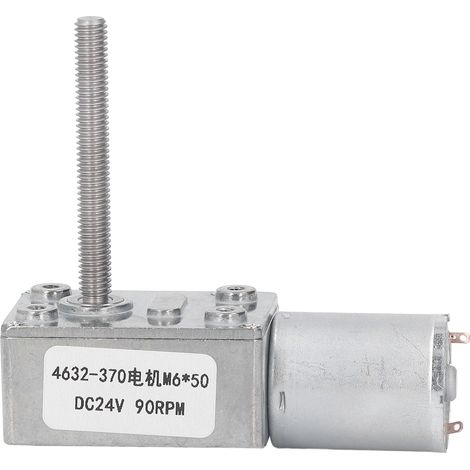 Moteur à engrenages à vis sans fin DC, autobloquant, réducteur de vitesse de haute précision, DC24V M6x50mm, 90 tr/min, sans charge (1/5)