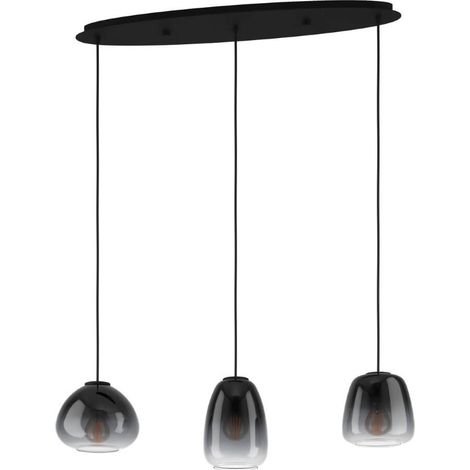Lampe suspendue en verre, noir et gris transparent E27 3x40w l: 84 cm b: 19,5 cm H: 104,5 cm (1/3)