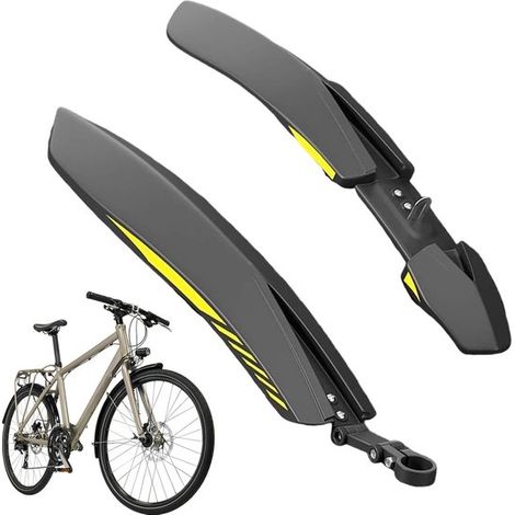 Guardabarros para bicicleta，Guardabarros trasero y protección para bicicletas de montaña de 24，26 y 27,5 pulgadas，Negro y amarillo (1/5)