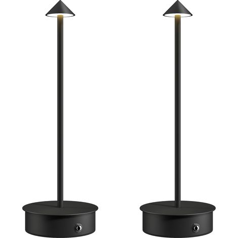 Lot de avec port USB pliable Ø10 x 30 cm noires pour salon lampes table rechargeables USB, commande tactile intensité lumineuse réglable, (1/5)