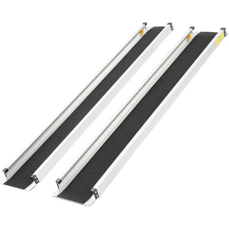 Lot de 2 rampes télescopiques en aluminium - Charge maximale : 300 kg - Pour seuils de porte, trottoirs, marches, fauteuils roulants électriques, vélos (1/5)