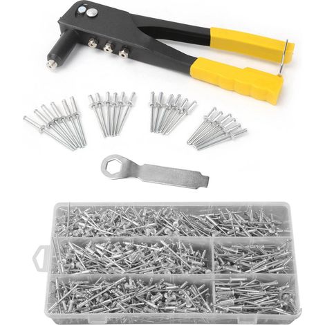 Rivet Gun Set Professional Manual Riveting Machine Blind Rivet Hand Tool with Wrench Gutter Repair Heavy Duty Tools (1/5)