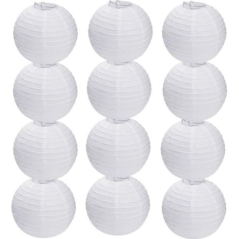 Lanterne di carta bianche 20 cm per decorazione casa e giardino (1/5)