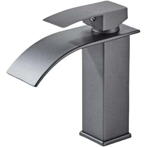 Green Mobility-Robinet de lavabo  au design moderne et élégant, mitigeur en laiton, robinet cascade gris