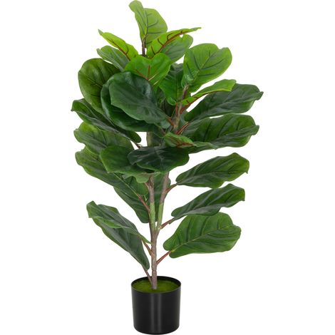 Ficus Lyrata Finta 80 cm con Vaso Verde per Interni Casa Ufficio