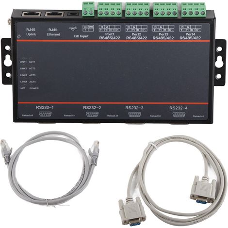 Serveur série 4 ports RS232/485/422 vers Ethernet, alimentation 5-36V, pour automatisation industrielle et contrôle à distance (1/5)