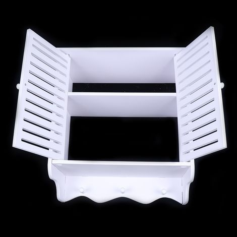 2 Tier Kosmetik Schrank Beistellschrank Hängeschrank Badspiegelschrank Wandschrank Badschrank Weiß mit 2Türen