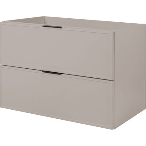Meuble vasque, Blanc / Chêne Craft + poignée noire, 180 ( 2 × 80 + 20) × 77 × 46 cm + Plan de travail, pieds noirs (1/5)